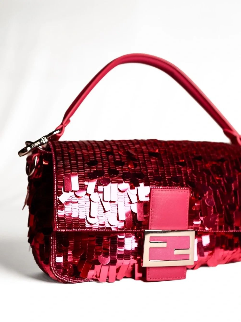Fendi Fuscia Sequin Baguette Shoulder Bag Vintage Sex and the City